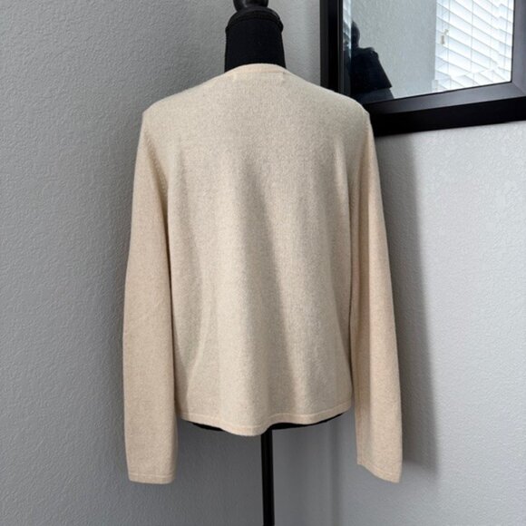 VALERIE STEVENS Beige Cream Cashmere Cardigan Sweater Medium - Picture 4 of 12